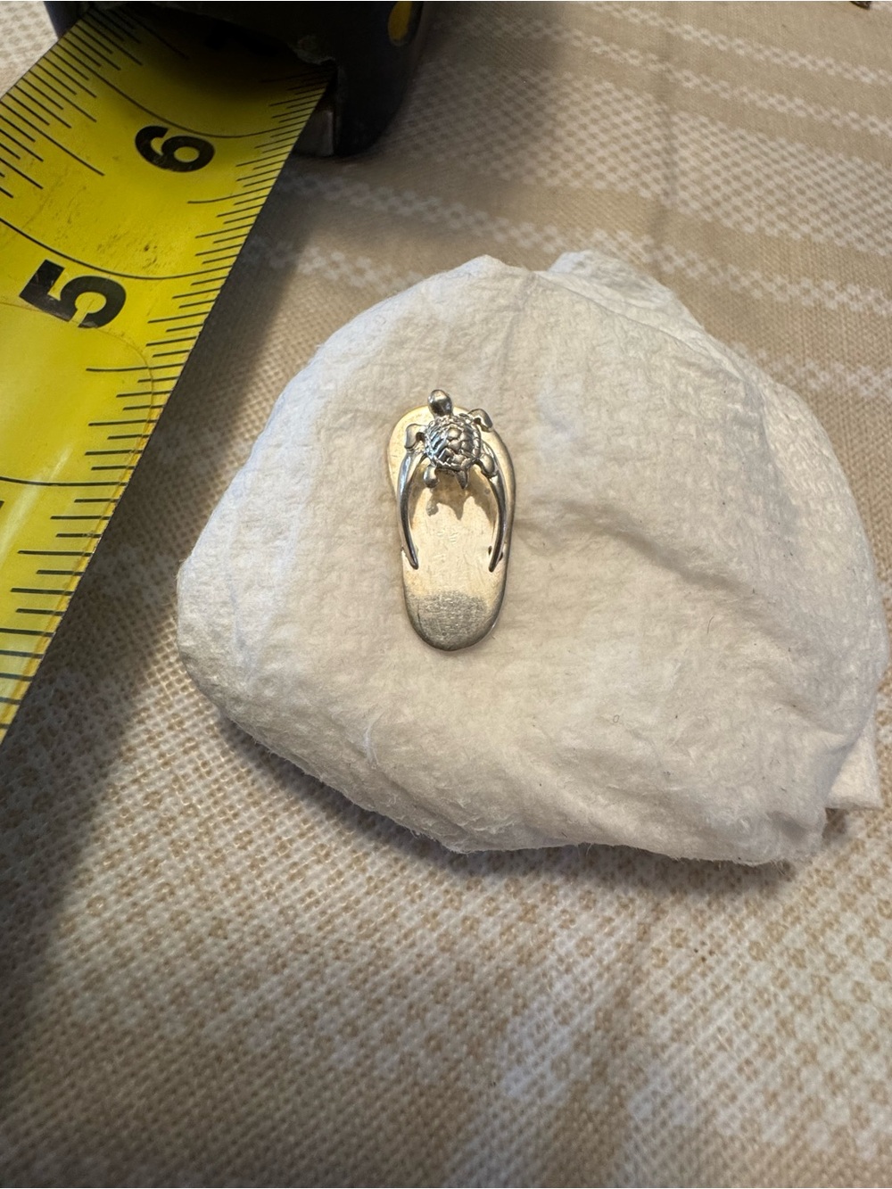 Silver Turtle Flip-Flop Charm Pendant